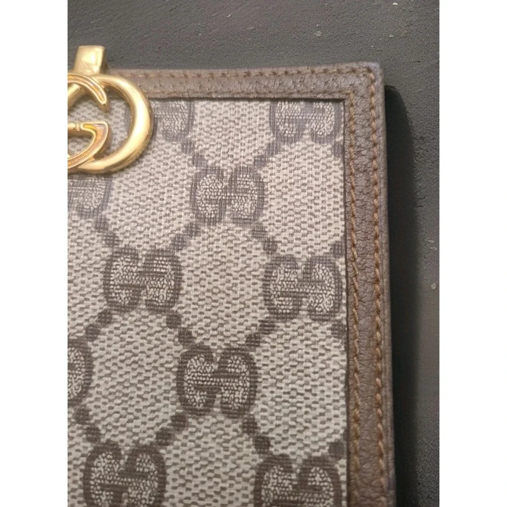 Gucci‎ Vintage Brown GG Logo Monogram Small Bifold Wallet Amazing Condition